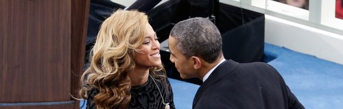 Barack Obama greets singer Beyonce
