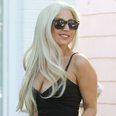 Lady Gaga wearing a tight black dress