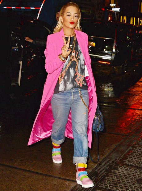 Looking pretty in pink... Rita Ora heads out in New York City - This ...